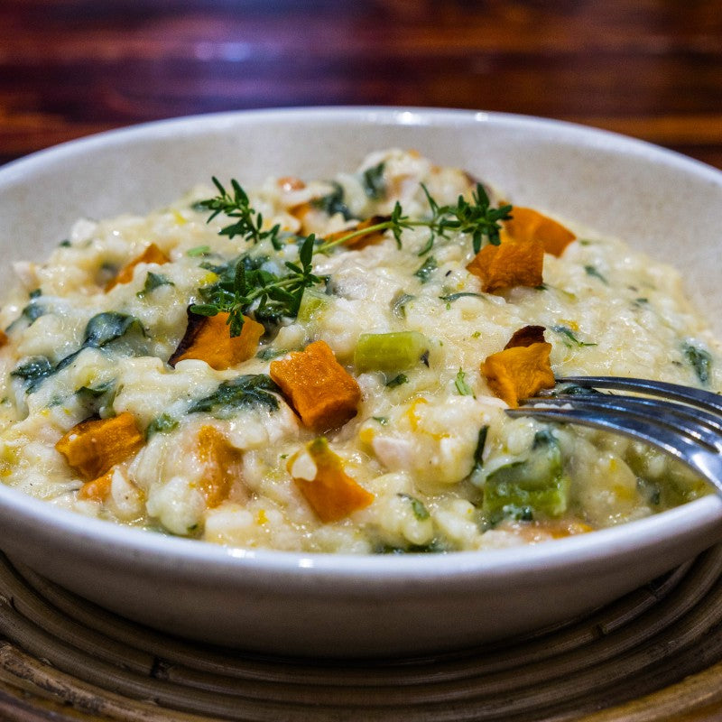Chicken, Kale & Pumpkin Risotto Bake